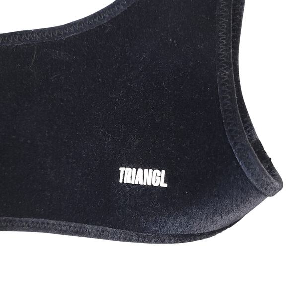 TRIANGL Black Velvet Bikini Top Sz Small Pullover Stretch Scoop Back Neoprene - Picture 3 of 8